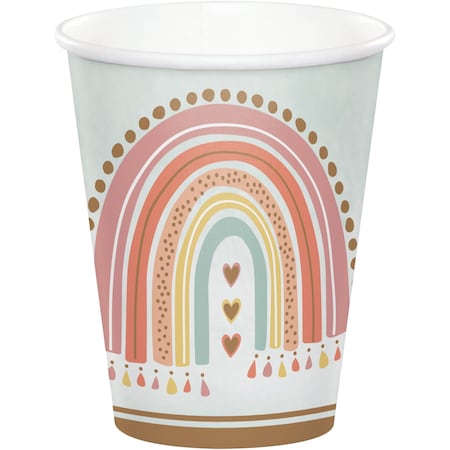 9 Oz Boho Rainbow Paper Cups, 96PK